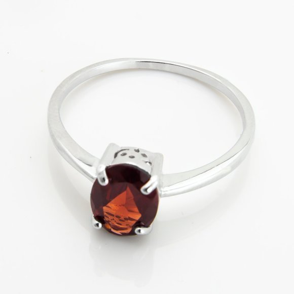 Genuine Garnet Sterling Silver Ring - Picture 2 of 4